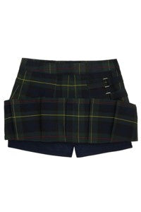 Plaid Two-Tab Pleated Skort
